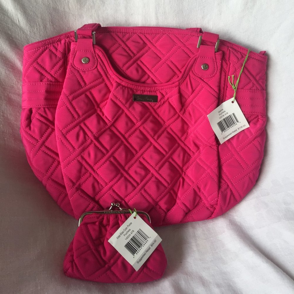 Vera Bradley Glenna Fuchsia MSRP $108 Kiss coin, wallet $34